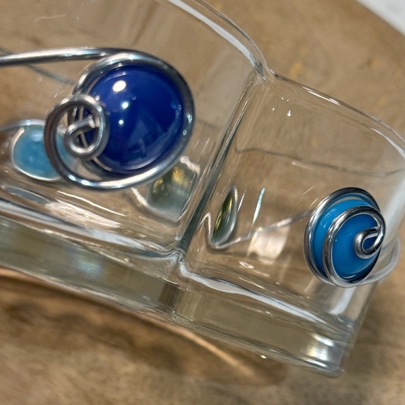 Clear Glass Colorful Beaded And Wire Wrapped Art App Dish Candy or Nuts. - Picture 6 of 6